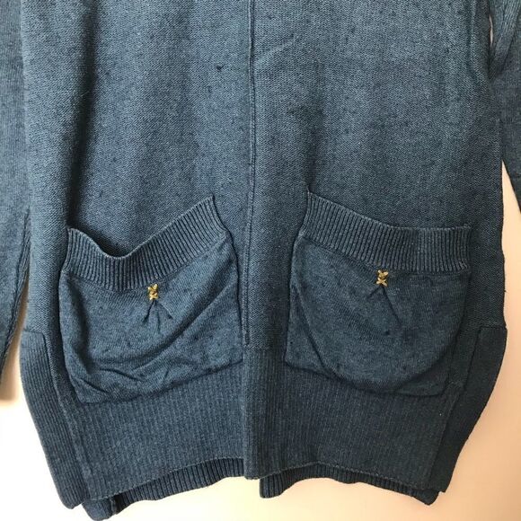 Free people S blue cotton v Neck sweater pockets - Picture 6 of 7